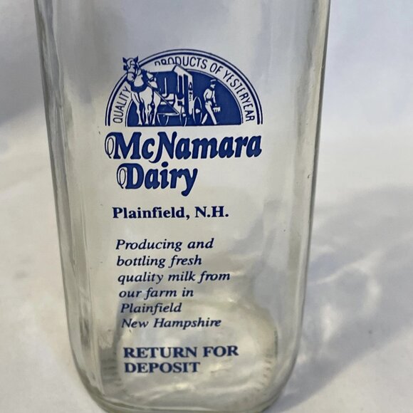 Vintage McNamara Dairy Plainfield New Hampshire Pint Glass Milk Bottle 7.5 in - Picture 7 of 11